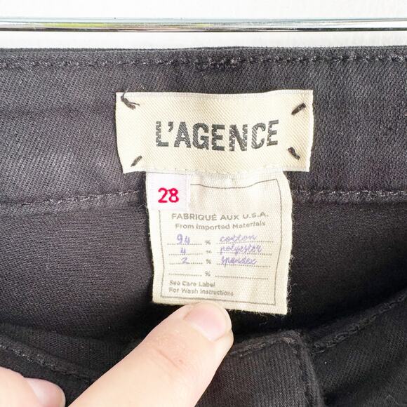 L’AGENCE Sabine Skinny High Waisted Coated Cropped Jeans Noir Ankle Zipper 28 - Picture 9 of 15